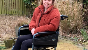 Ruby Chamberlain in her wheelchair