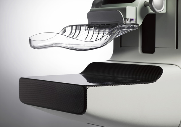 A close-up of a smartcurve machine, designed to make mammograms more comfortable for the patient
