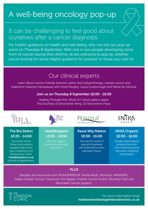A flyer with details of our third well-being oncology pop-up event