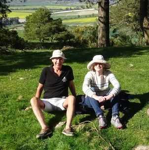 Richard and wife relaxing on a country walking holiday 