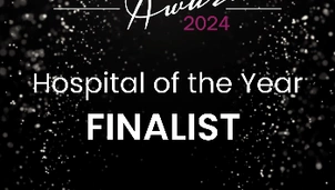 Graphic from Laing Buisson. It says "Hospital of the Year Finalist".