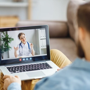 A video consultation with a patient